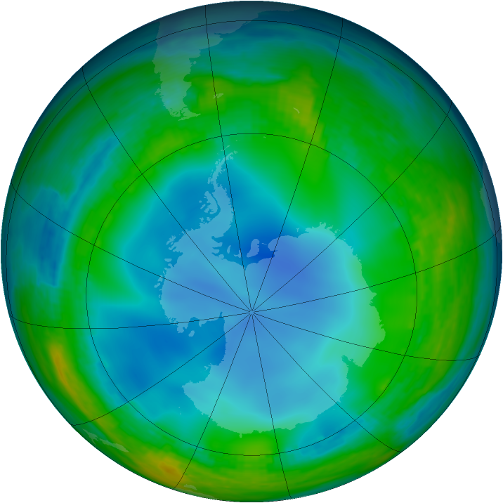 Antarctic ozone map for 20 June 1986